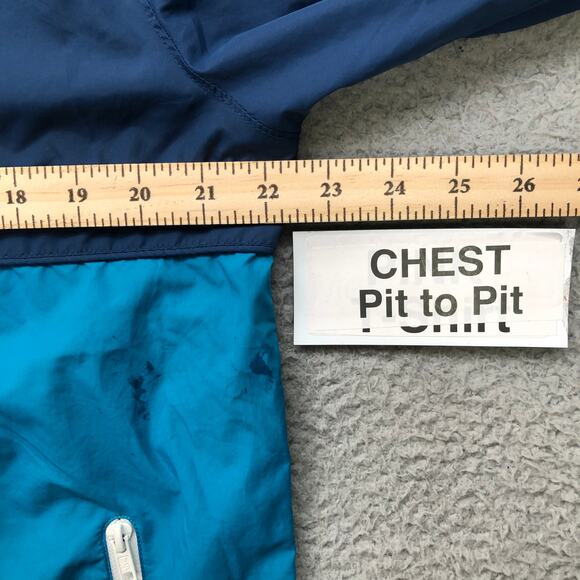 Volcom Mesh Lined Windbreaker Jacket Hoodie Mens Large Full Zip Teal Blue White - Picture 7 of 13